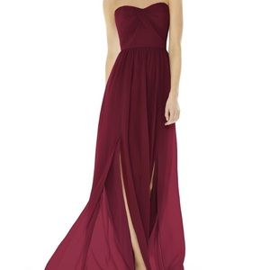 Strapless Bridesmaid Dress, Color Wine